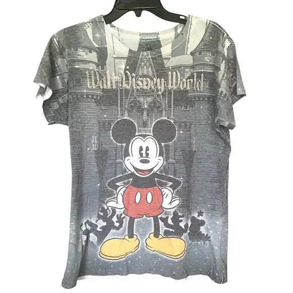 Disney Parks Mickey Mouse Shirt Women’s Size XL Gray Graphic Walt Disney World - Picture 1 of 4